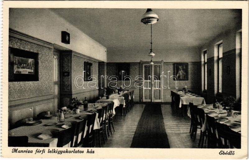 Budapest II. Manréza férfi lelkigyakorlatos ház, ebédlő, belső. Labanc utca 57. (EK)
