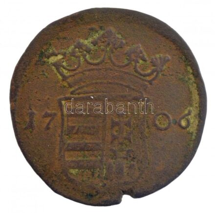 1706. X Poltura Cu 'II. Rákóczi Ferenc' (7,29g) T:2- kitörés Hungary 1706. X Poltura Cu 'Francis II Rákóczi' (7,29g) C:VF crack Huszár: 1535., Unger II.: 1133.a