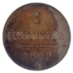 Ausztria 1849A 6kr Ag T:1- patina Austria 1849A 6 Kreuzer Ag C:AU patina Krause KM#2200
