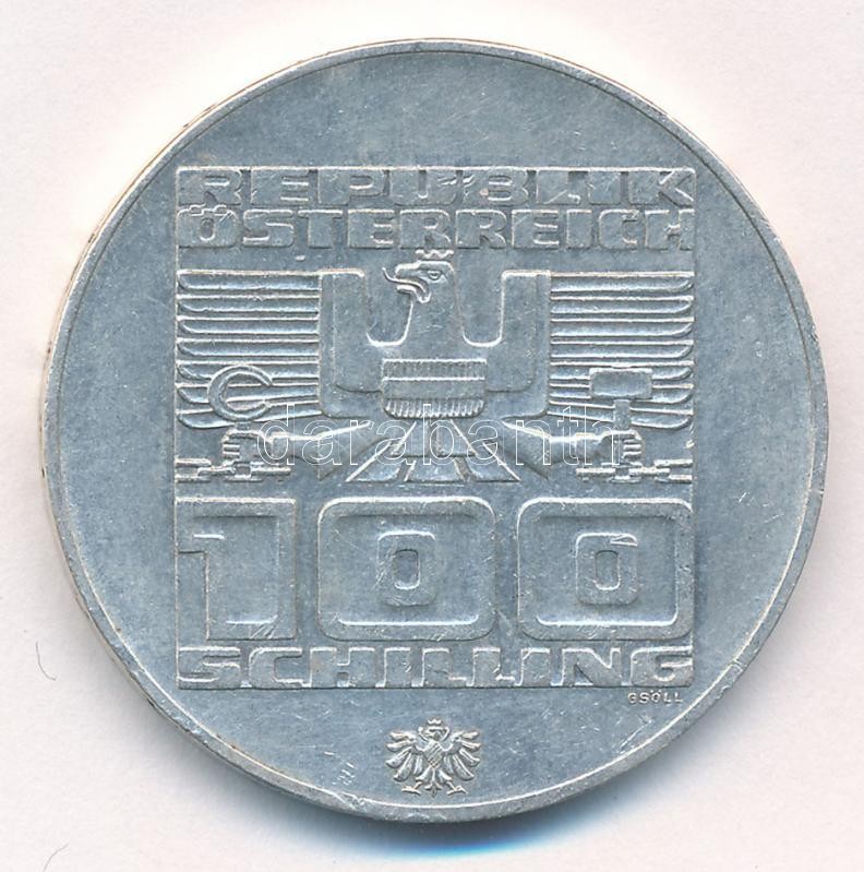 Ausztria 1976. 100Sch Ag 'Innsbruck - XII. téli olimpia / Síelő' T:1- Austria 1976. 100 Schilling Ag 'Winter Olympics Innsbruck / Skier' C:AU Krause KM#2928 - Image 2