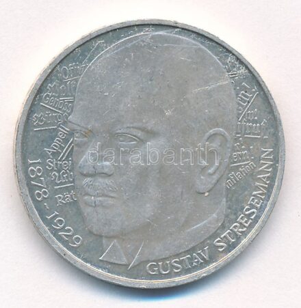 Német Szövetségi Köztársaság 1978D 5M Ag 'Gustav Stresemann születésének 100. évfordulója' T:1-,2 Federal Republic Germany 1978D 5 Mark Ag '100th Anniversary - Birth of Gustav Stresemann' C:AU,XF Krause KM#147