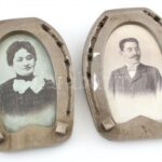 Régi lópatkós képkeret, korának megfelelő állapotban, 13x8 cm