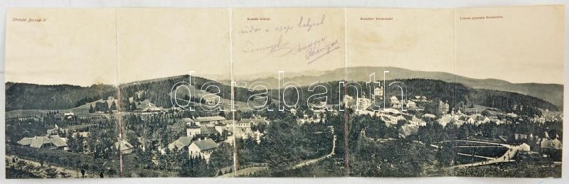 1906 Borszék, Borsec; Öt részes kihajtható panorámalap. Soós kiadása / 5-tiled folding panoramacard (r)