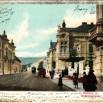 1905 Pozsony, Pressburg, Bratislava; Stefánia út, villamos / Strasse / street, tram