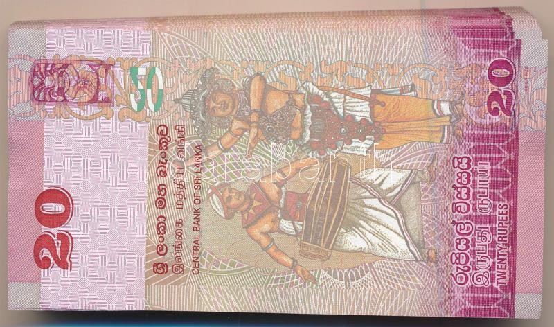 Srí Lanka 2010. 20R (100x) közte sorszámkövetők T:I,I- Sri Lanka 2010. 20 Rupees (100x) within consecutive serials C:UNC,AU Krause P#123a - Image 2