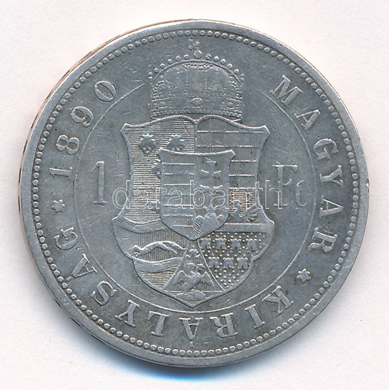 1890. 1Ft Ag 'Ferenc József, Fiume-címer' T:2- patina Adamo M15 - Image 2