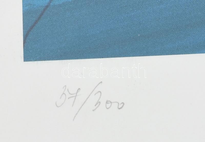 Kass János (1927-2010): Bohóc, 1992. Ofszet nyomat, papír, jelzett. Számozott: 37/300. Lap széle kissé sérült. 56,5x38 cm. - Image 3