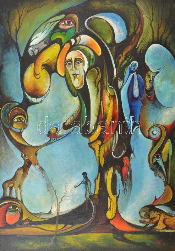 N. Gál János: Ébredések. Olaj, farost, keretben, jelzett, 50,5x35 cm (Talán akkor vagyok legközelebb, ha azt mondom 'tárgyas meditációk' mikor a gondolkodást kikapcsolom és valami belülről vezeti az ecsetet, akik és amik hatottak - Image 2