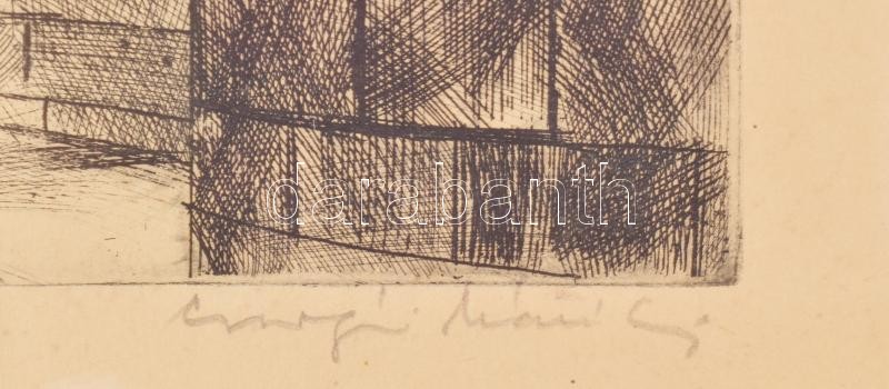 Csurgói Máté Lajos (1931-2001): Halászbástya. Rézkarc, papír, jelzett. Dekoratív, üvegezett fakeretben, 39×22 cm - Image 2