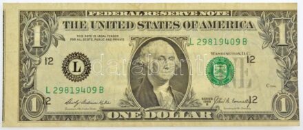 Amerikai Egyesült Államok 1971. (1969B) 1$ látványosan eltolódott nyomathibával. 'John Connally - Dorothy Andrews Elston' aláírásokkal, rendkívül rövid ideig 4 hónap 20 napig voltak egyszerre hivatalban! T:III / USA 1971. (1969B) 1