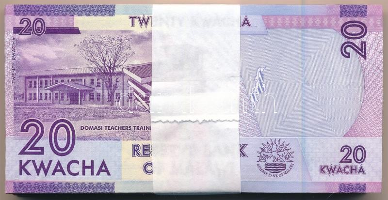 Malawi 2012. 20K (100x) kötegelővel, sorszámkövetők T:I,I- Malawi 2012. 20 Kwacha (100x) with wrapper, consecutive serials C:UNC,AU Krause P#57 - Image 2