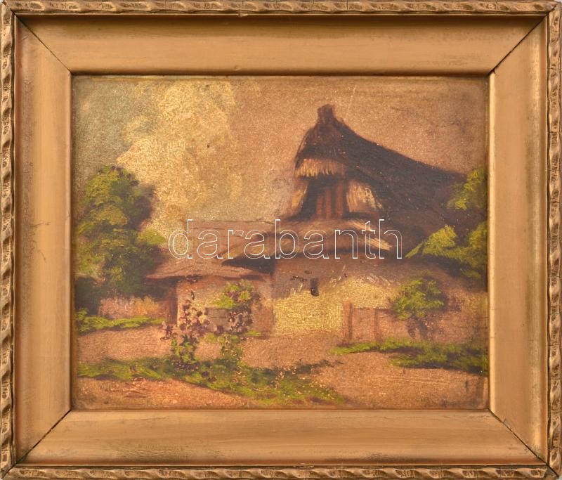 Bakonyi jelzéssel: Baromfiudvar. Olaj, karton, dekoratív fakeretben, 19,5×25 cm