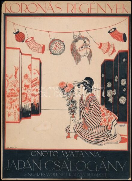 Ada Dezső 1921: Japán csalogány c. könyv borítójának terve. Vegyes technika, karton. Jelzett 30x22 cm