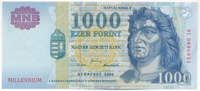 2000. 1000Ft 'Millennium' 'DC 9886851' T:II-,III szép papír Adamo F55B2