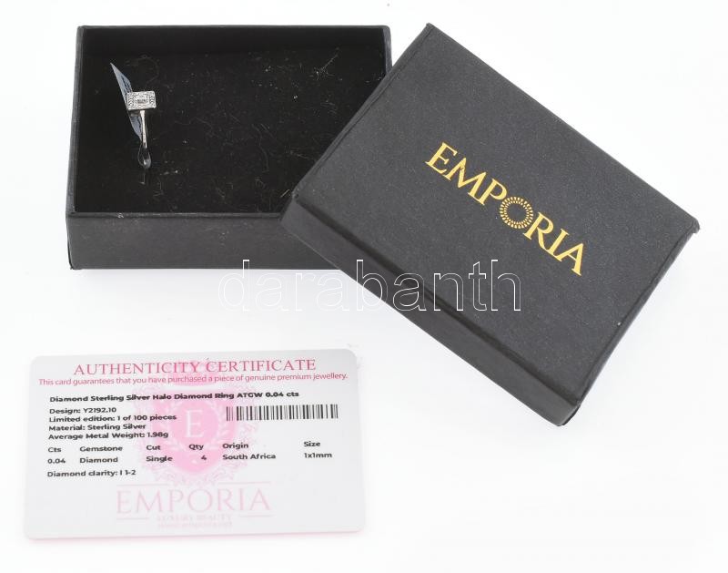 Ezüst (Ag) gyűrű 0,04ct brillel ékítve, bruttó: 1,98 g , m: 63. Tanúsítvánnyal - Image 4