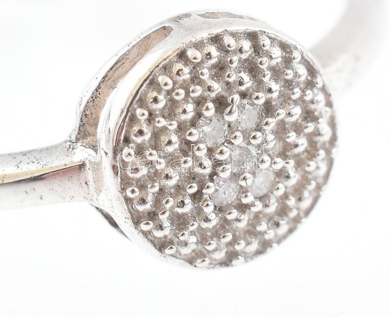 Ezüst (Ag) gyűrű gyémánttal 0,04 ct, certifikáttal 1,86 g m:62 Tanúsítvánnyal - Image 2