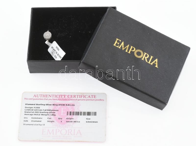 Ezüst (Ag) gyűrű gyémánttal 0,04 ct, certifikáttal 1,86 g m:62 Tanúsítvánnyal - Image 4