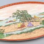 Japán mintás porcelán tál. Kézzel festett, jelzett, hibátlan. 45x30 cm - Image 2