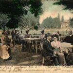 1905 Buziás, Ligeti vendéglő kertje. Montázs / park restaurant's garden. montage (EK)