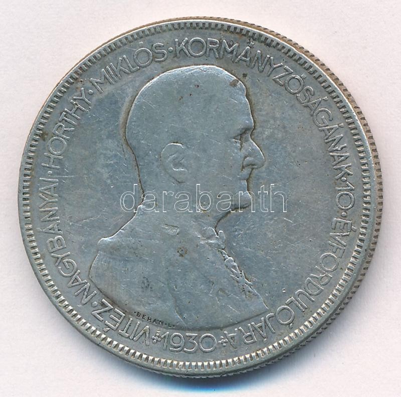 1930. 5P Ag 'Horthy jobbra' T:3 patina Adamo P8