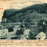 1903 Borszék, Borsec; Az ezredévi emlék. Soós kiadása / Hungarian Millennium monument (lyuk / pinhole)