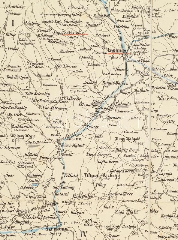 cca 1860 Nógrád vármegye térképe. Rézmetszet vászonra kasírozva 32x42 cm - Image 4