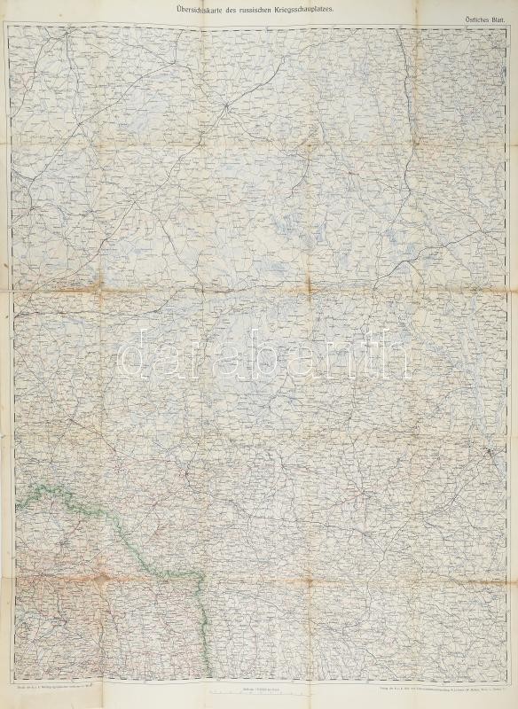 1914-1918 Lechner Übersichtskarte des russischen Kriegsschauplatzes. A keleti front térképe / Map of the Eastern Front, 84x120cm