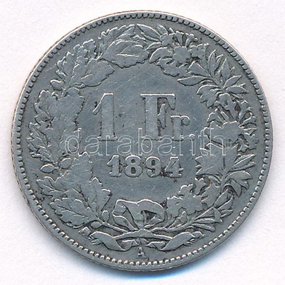 Svájc 1894A 1Fr Ag T:3 Switzerland 1894A 1 Franc Ag C:F Krause KM#24