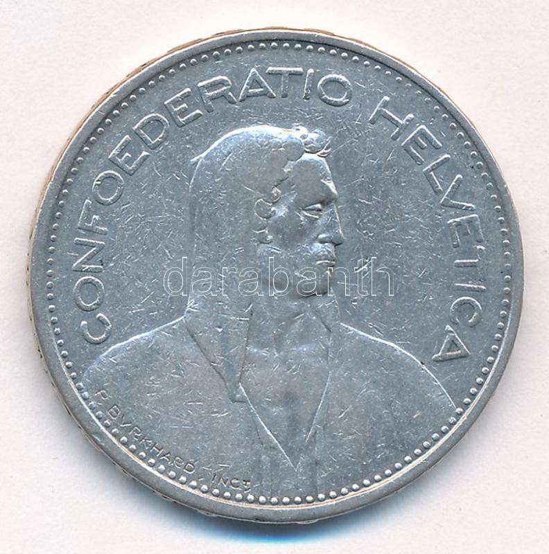 Svájc 1932B 5Fr Ag T:2- Switzerland 1932B 5 Francs Ag C:VF Krause KM#402