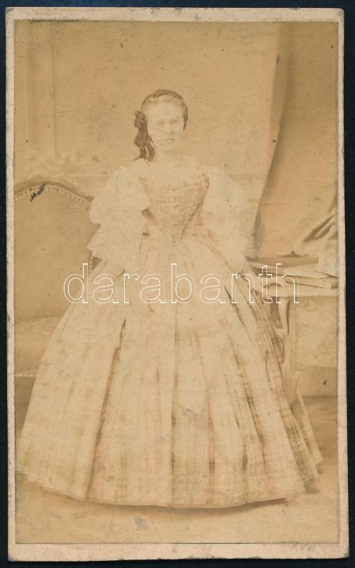 cca 1860 Hölgy Pisky Elek műterméből vizitkátya