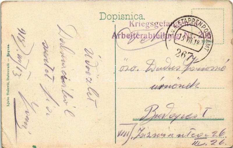 1918 Dubrovnik, Ragusa; + 'Kriegsgefangenen-Arbeiterabteilung Nr. 206' (EK) - Image 2