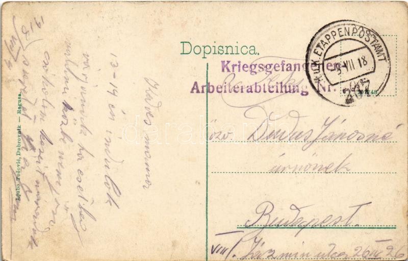 1918 Dubrovnik, Ragusa; Luka / Hafen / port + 'Kriegsgefangenen-Arbeiterabteilung Nr. 206' (EK) - Image 2