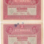 1917. 2K (2xklf) az egyik zöld 'DEUTSCHÖSTERREICH' felülbélyegzéssel T:III,III- az egyik szép papír, a másikon folt Adamo K6 - Image 2