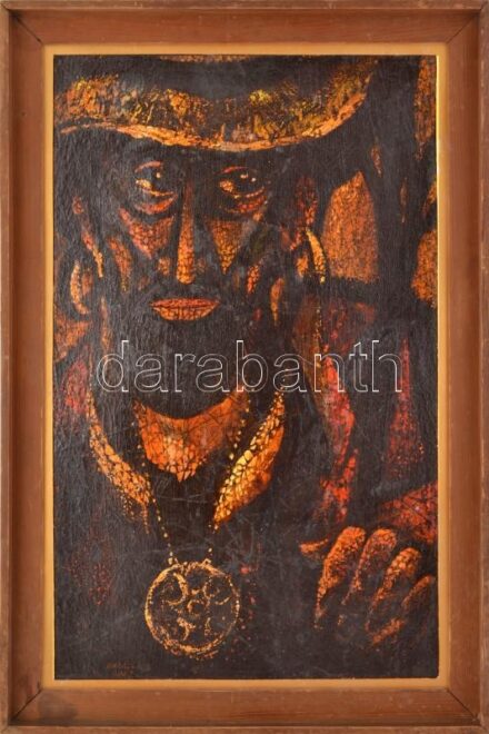 Balázs jelzéssel: Portré. Olaj, karton. Fakeretben. 62×40 cm