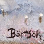 Börtsök S jelzéssel: Havas táj. Olaj, vászon. Dekoratív fakeretben. 47×59,5 cm - Image 2