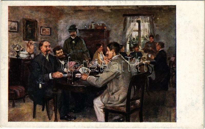 Vasárnap délután / men playing cards s: Bihari