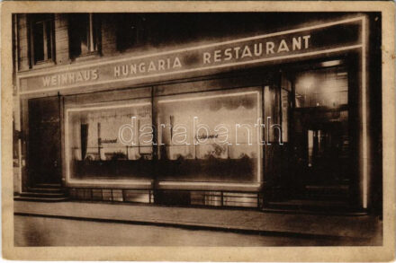 Hamburg, Weinhaus 'Hungaria' Restaurant Josef Gabor. Alsterdamm 36. / Hungaria magyar borház és étterem, vendéglő. Hungarika / Hungarian wine house and restaurant. Hungarica
