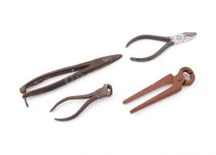4 db kis szerszám, kopott, h: 12 cm