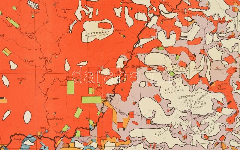 cca 1920-40 Magyarország néprajzi térképe a népsűrűség alapján, ún. 'Vörös térkép', szerk.: Gróf Teleki Pál, 1: 1.000.000, hajtva, szakadással, 94,5x62,5 cm - Image 2
