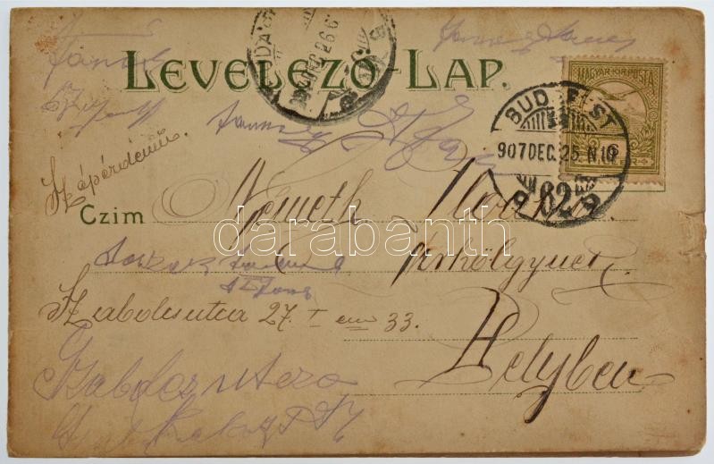 1907 Boldog karácsonyi ünnepeket! Kinyitható litho térhatású üdvözlőlap / New Year greeting, pop-up folding dimensional litho postcard (fl) - Image 3
