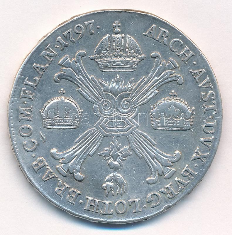 Osztrák Németalföld 1797B 1 Koronás Tallér Ag (29,37g) T:2- fülnyom Austrian Netherlands 1797B 1 Kronenthaler Ag (29,37g) C:VF earmark Krause KM#62.1 - Image 2
