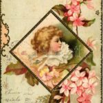1903 Children art postcard. Art Nouveau, floral, Emb. litho (lyuk / pinhole)