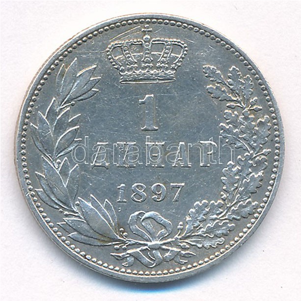 Szerbia 1897. 1D Ag 'I. Sándor' T:2 Serbia 1897. 1 Dinar Ag 'Alexander I' C:XF Krause KM#21 - Image 2