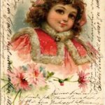 1900 Children art postcard. Floral, litho (EK)