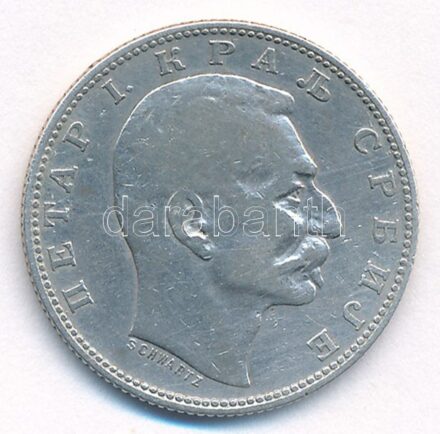 Szerbia 1904. 1D Ag 'I. Péter' T:2- Serbia 1904. 1 Dinar Ag 'Petar I' C:VF Krause KM#25.1