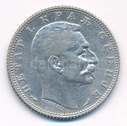 Szerbia 1915. 1D Ag 'I. Péter' T:2- Serbia 1915. 1 Dinar Ag 'Peter I' C:VF Krause KM#25.1