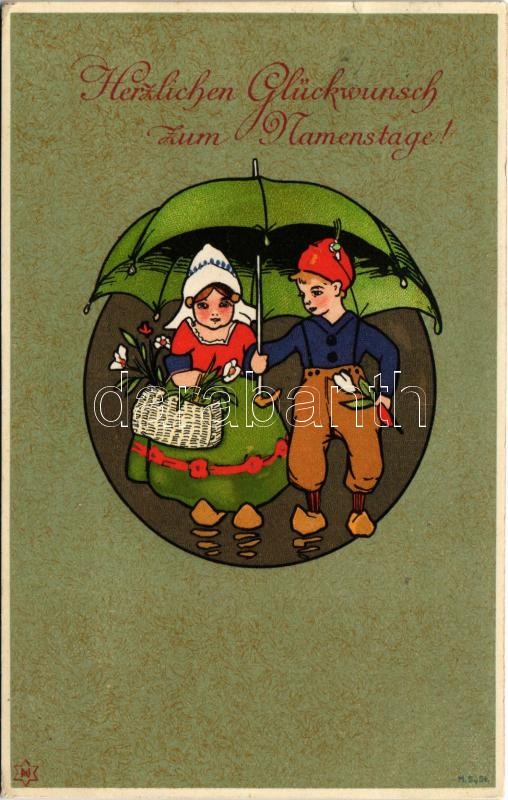 1918 Herzlichen Glückwunsch zum Namenstage! / Name Day greeting art postcard. litho (EK)