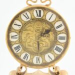 Imhof réz asztali óra, mechanikus szerkezettel, működik, m: 25 cm