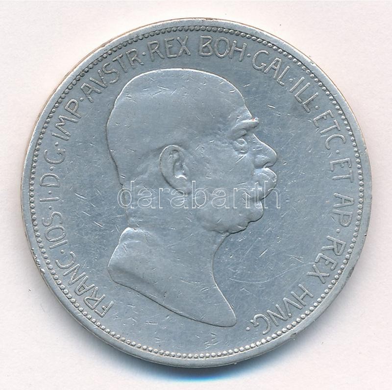 Ausztria 1908. 5K Ag 'Ferenc József - Jubileum' T:3 ph. Austria 1908. 5 Corona Ag 'Franz Joseph - Jubilee' C:F edge error Krause KM#2809