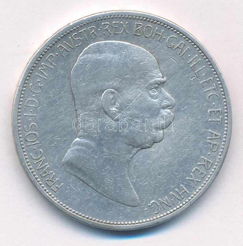 Ausztria 1908. 5K Ag 'Ferenc József - Jubileum' T:3 ph. Austria 1908. 5 Corona Ag 'Franz Joseph - Jubilee' C:F edge error Krause KM#2809